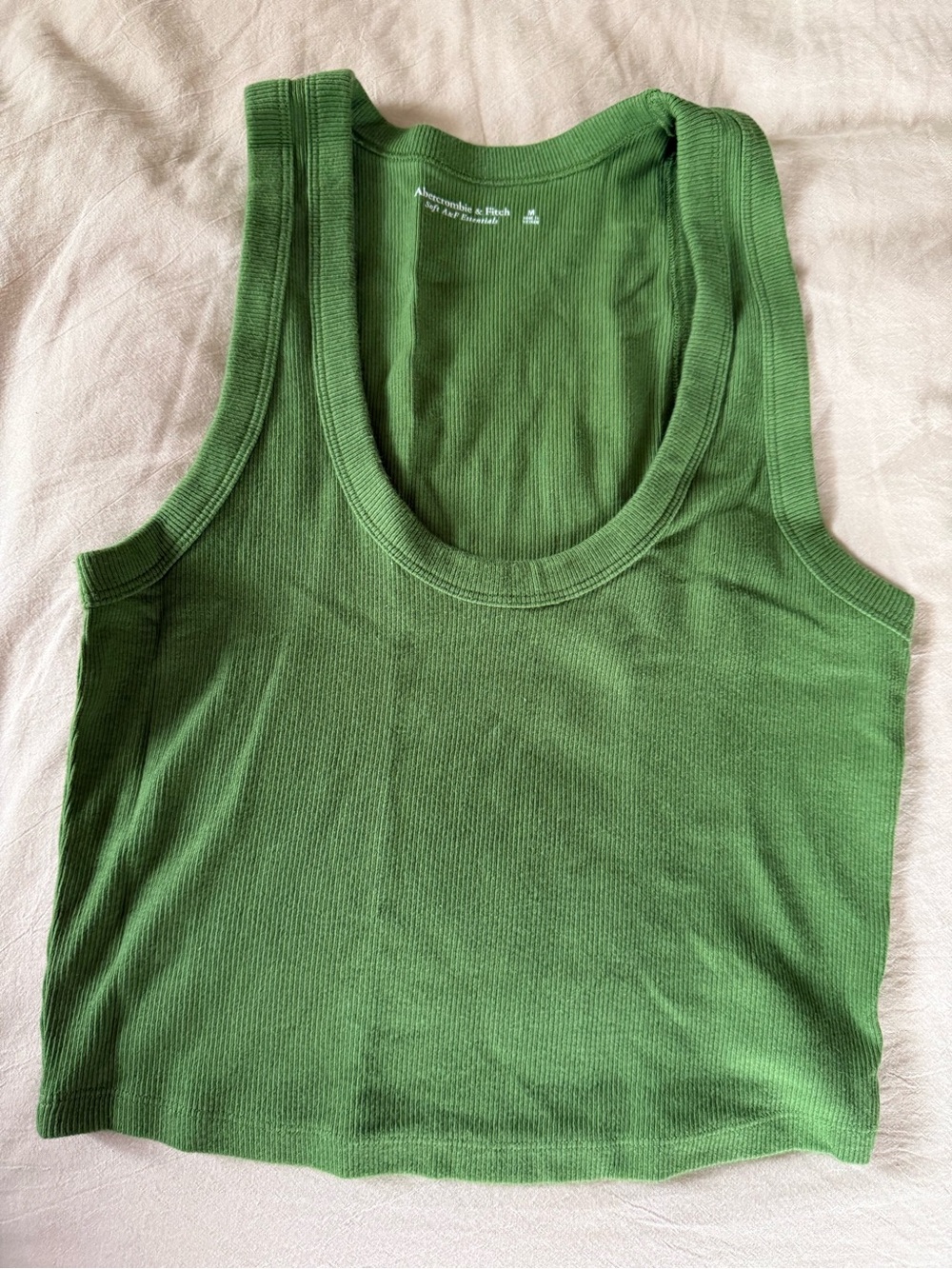 Abercrombie & Fitch Essential Scoopneck Tank Ribbed Green Medium